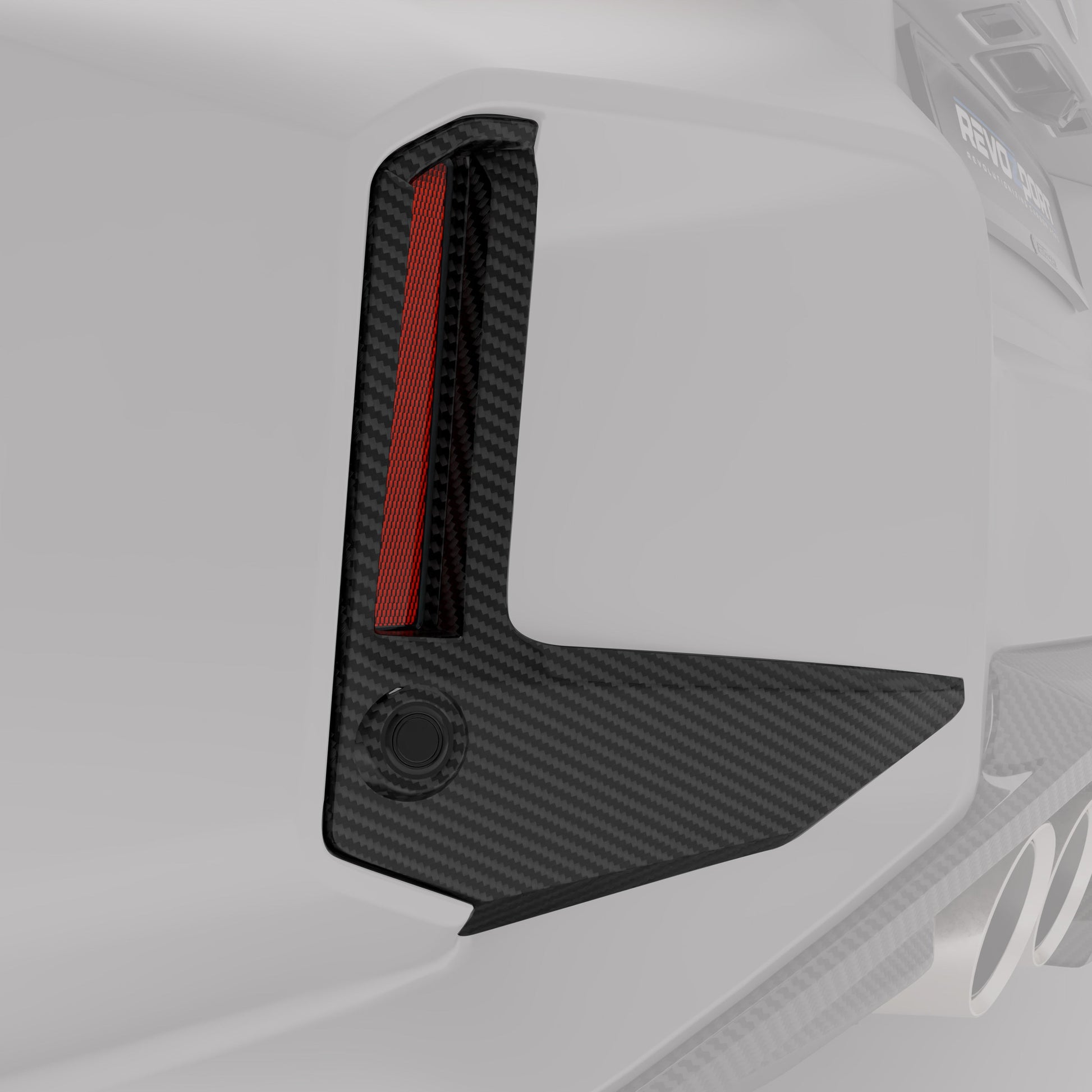 BMW M2 G87 carbon rear canards mounted, angled detail