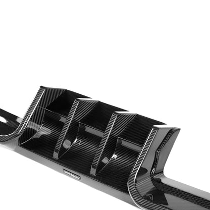 BMW M2 G87 carbon diffuser underside fin structure view