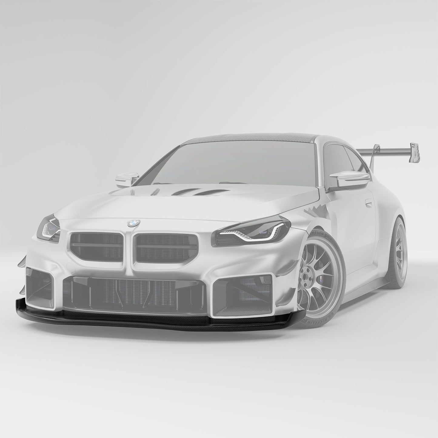 BMW M2 G87 carbon splitter, integrated diffuser underside detail