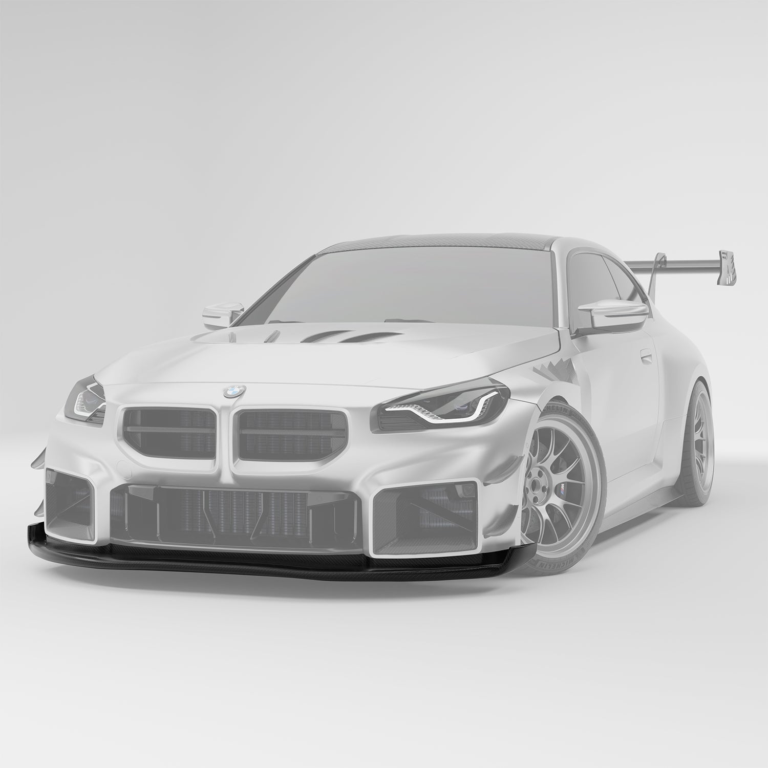 BMW M2 G87 carbon splitter, integrated diffuser underside detail