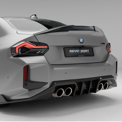 BMW M2 G87 carbon fiber lip spoiler finished edge close-up