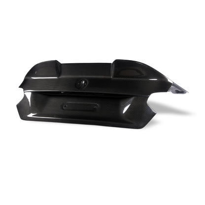 BMW M2 G87 carbon fiber trunk lid fitted on car rear