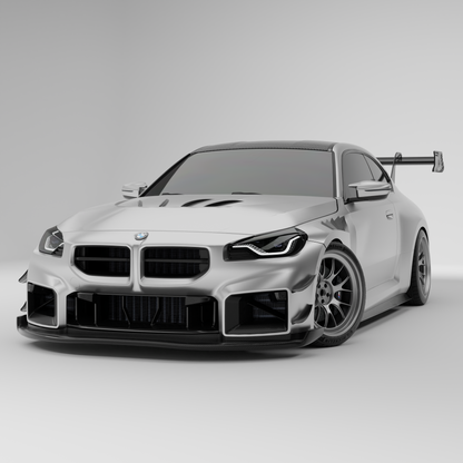 BMW M2 G87 aero body kit rear wing three quarter view
