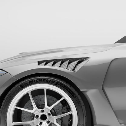 BMW M3 G80 carbon front fenders, rear quarter perspective