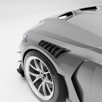 BMW M3 G80 carbon fiber front fenders, three-quarter front view