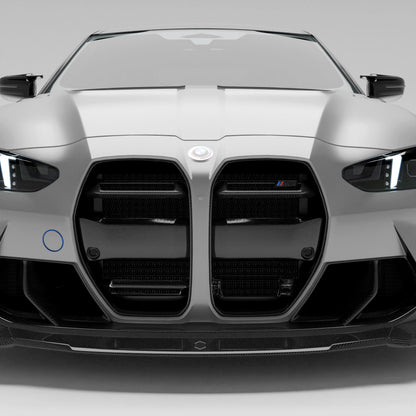 BMW M3 G80 carbon fiber front grille with ACC, front three quarter view