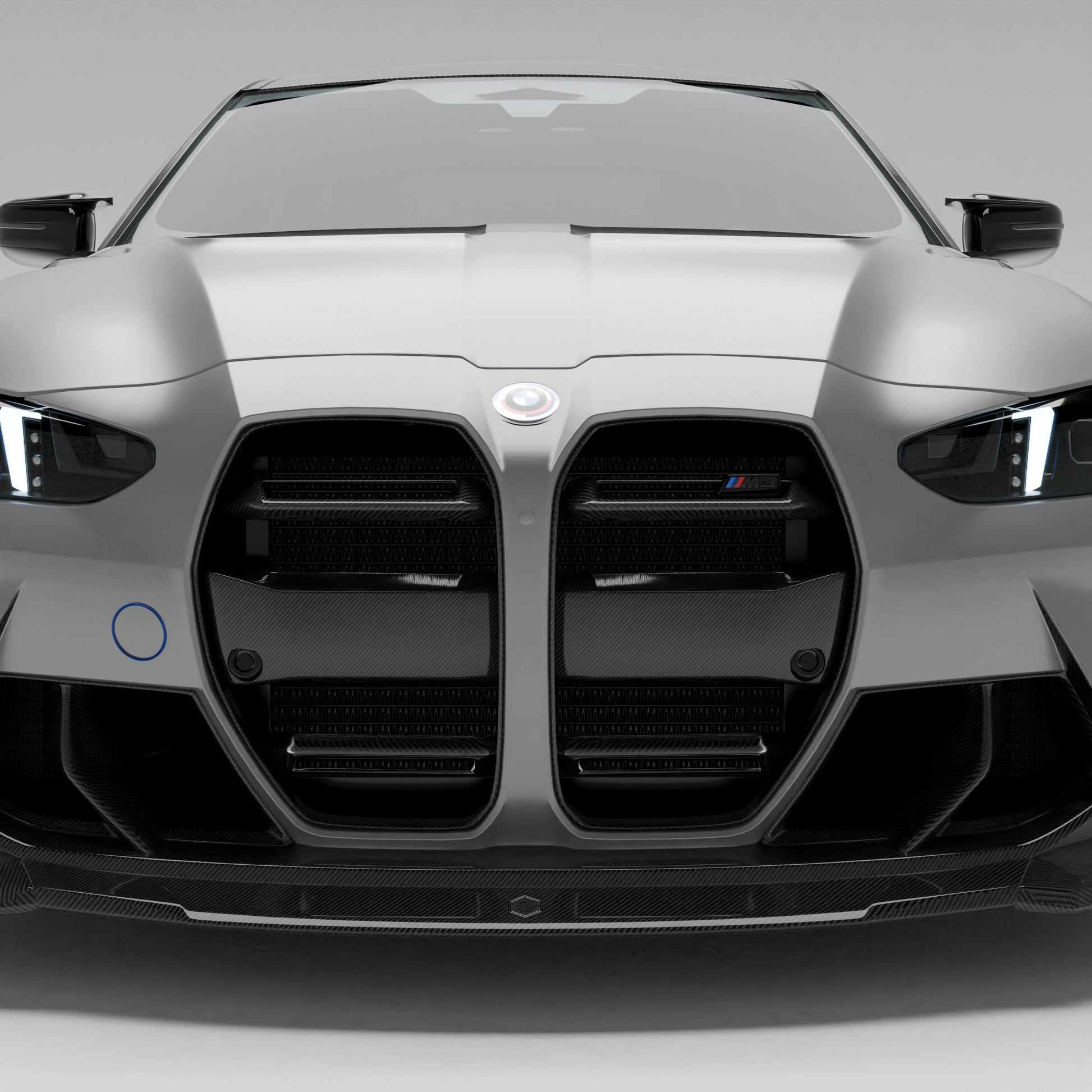 BMW M3 G80 carbon fiber front grille without ACC, front-on view
