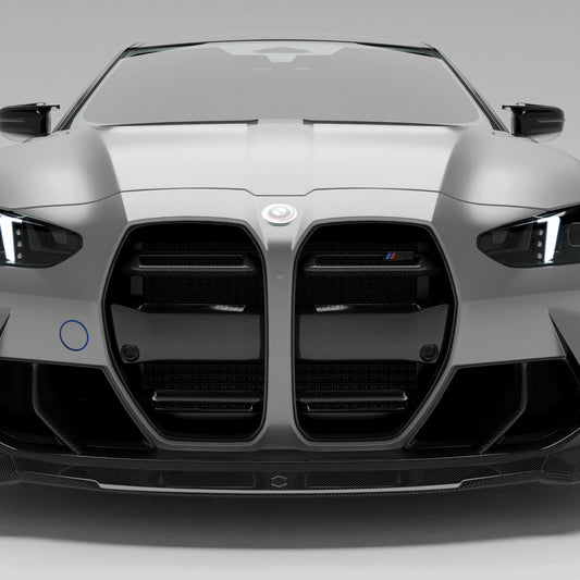 BMW M3 G80 carbon fiber front grille without ACC, front-on view