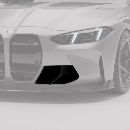 G80 M3 carbon front vent close-up with cooling duct opening