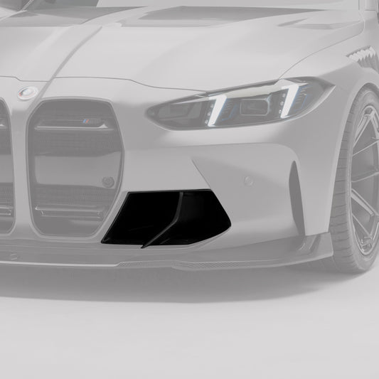 G80 M3 carbon front vent close-up with cooling duct opening