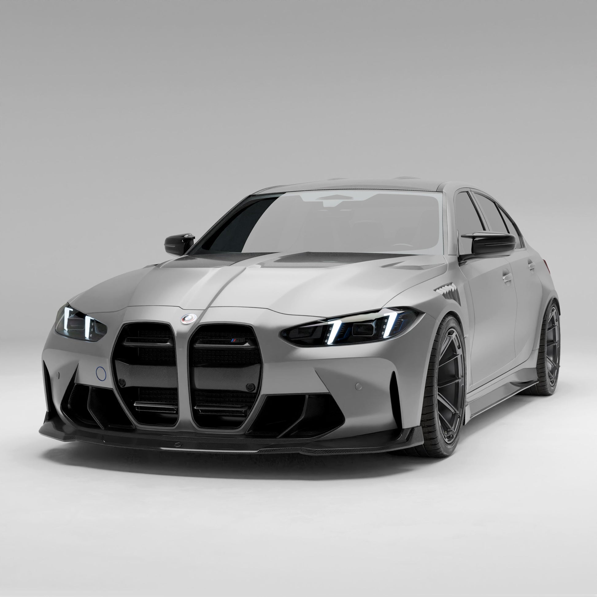 BMW M3 G80 carbon fiber hood installed front view