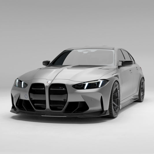 BMW M3 G80 carbon fiber front lip fitted, low front view