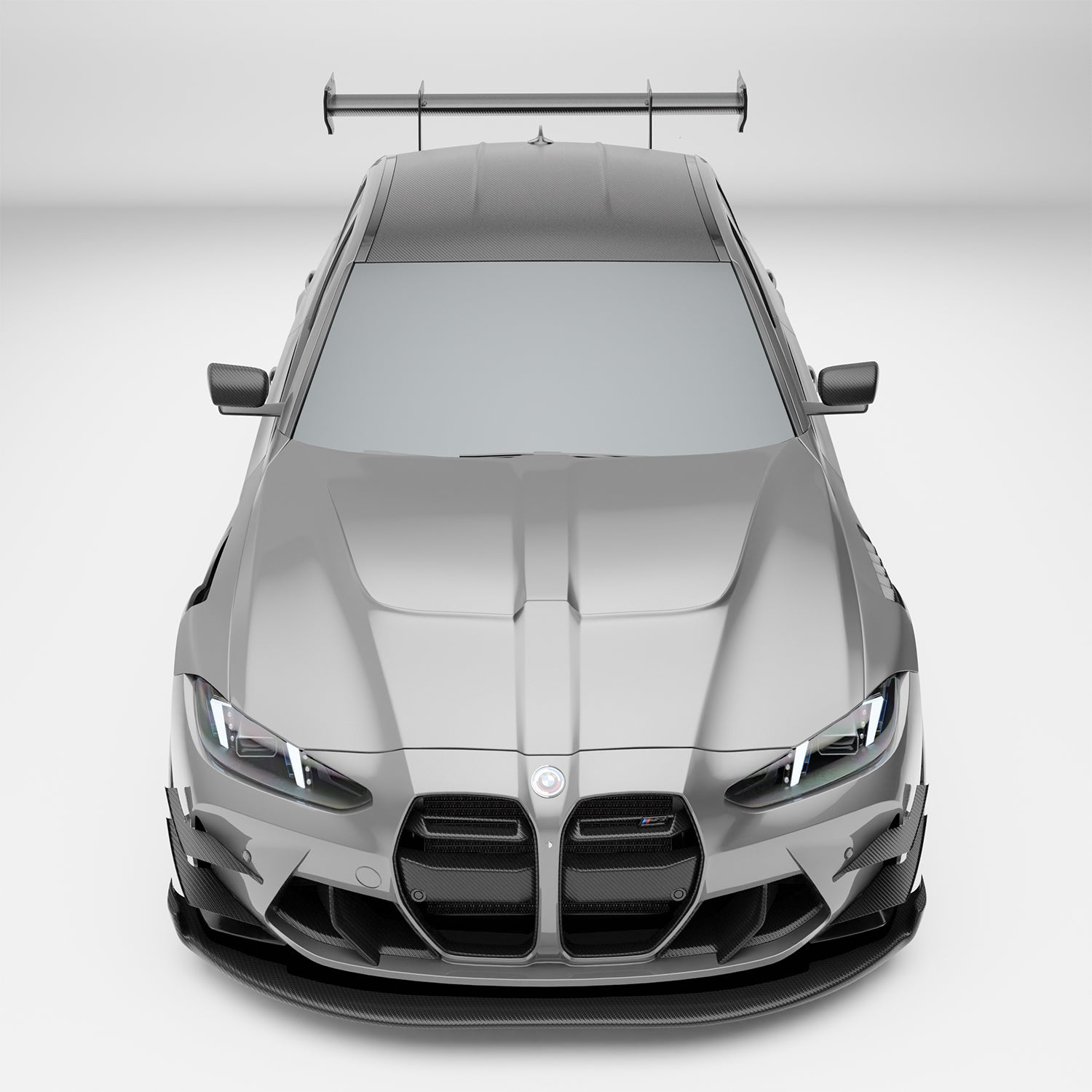 BMW M3 G80 carbon fiber race hood strake detail shot