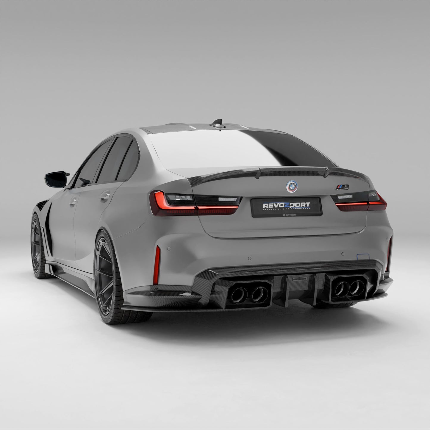 BMW M3 G80 carbon fiber rear diffuser lower bumper view