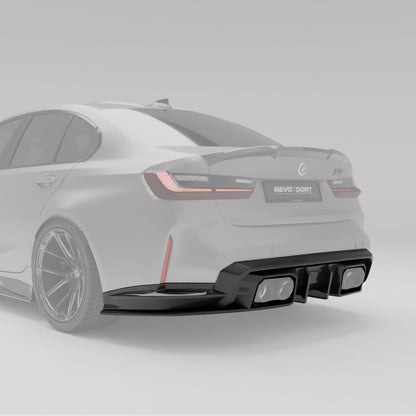 BMW M3 G80 carbon fiber rear diffuser angled detail shot