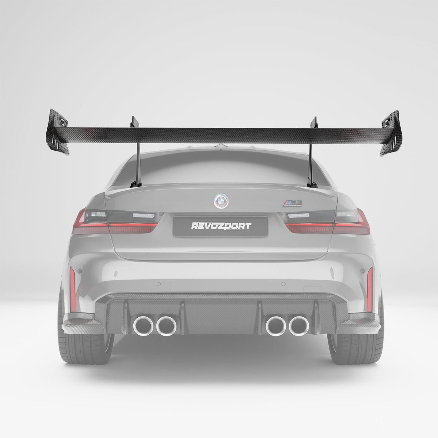 BMW M3 G80 carbon fiber rear wing side profile of the airfoil