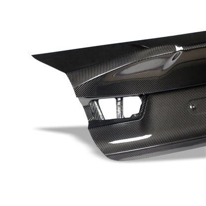BMW M3 G80 carbon trunk lid edge and lip profile close-up