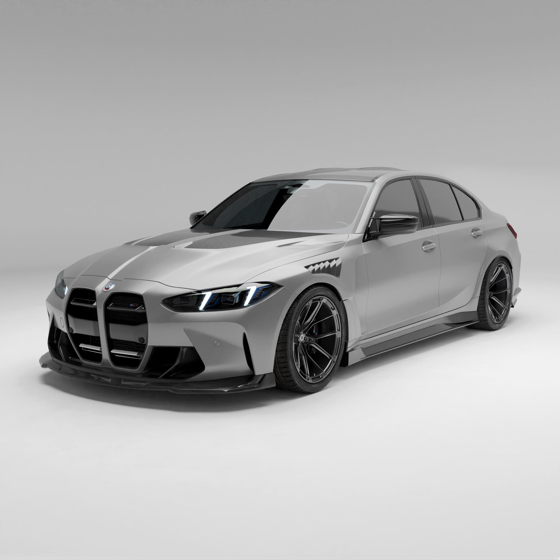 Carbon fiber side fender for BMW M3 G80, vent detail close-up