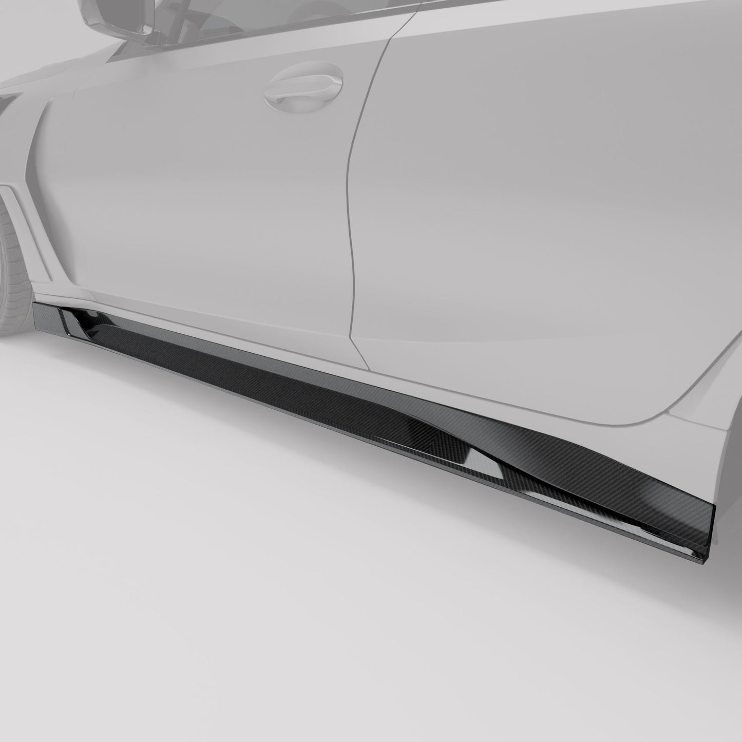 G80 M3 carbon side skirt extension shown along the rocker panel