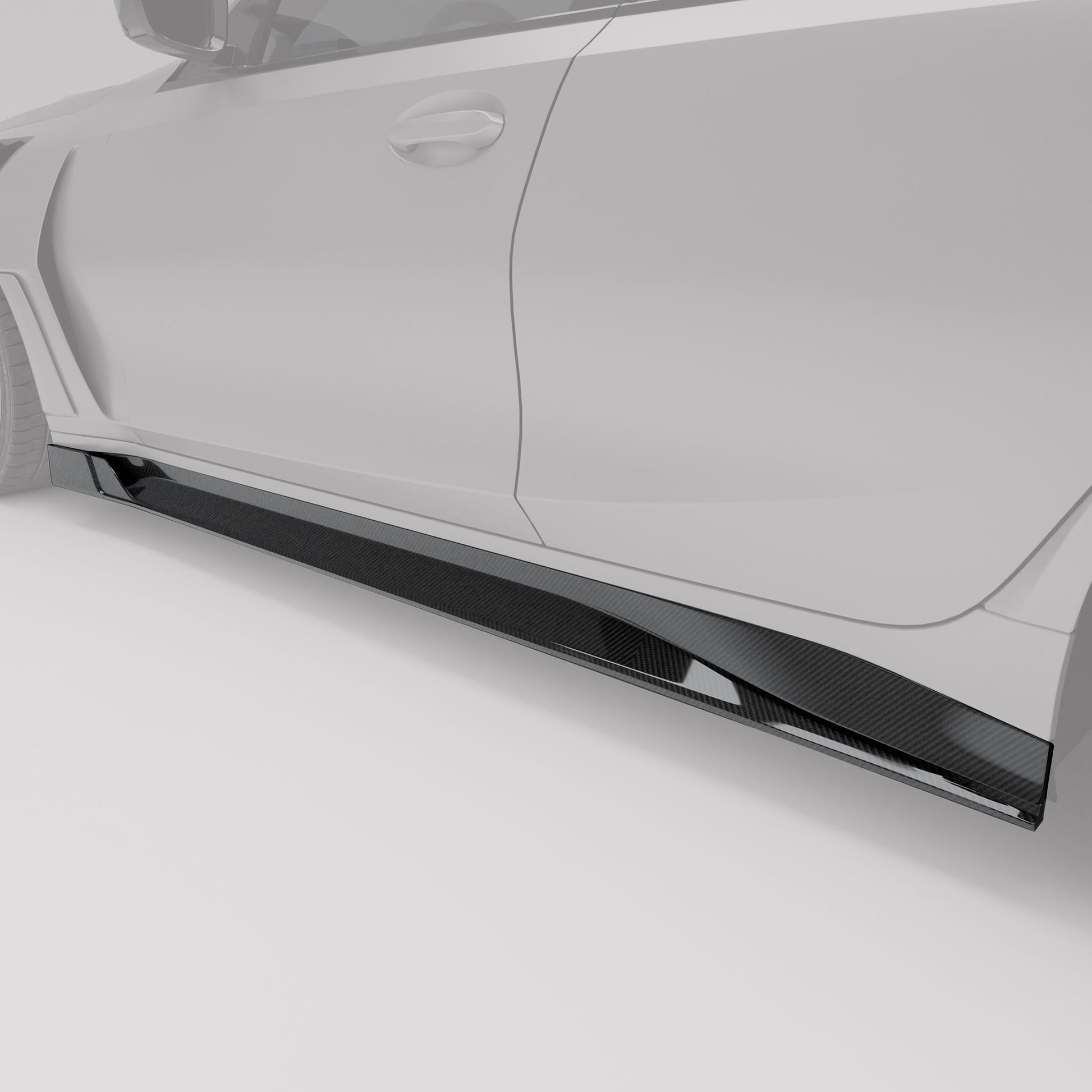 G80 M3 carbon side skirt extension shown along the rocker panel