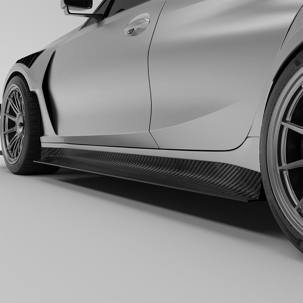 BMW M3 G80 carbon fiber aero side skirts full side view
