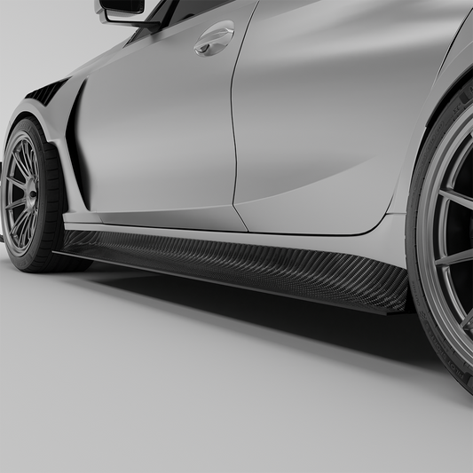 BMW M3 G80 carbon fiber aero side skirts full side view