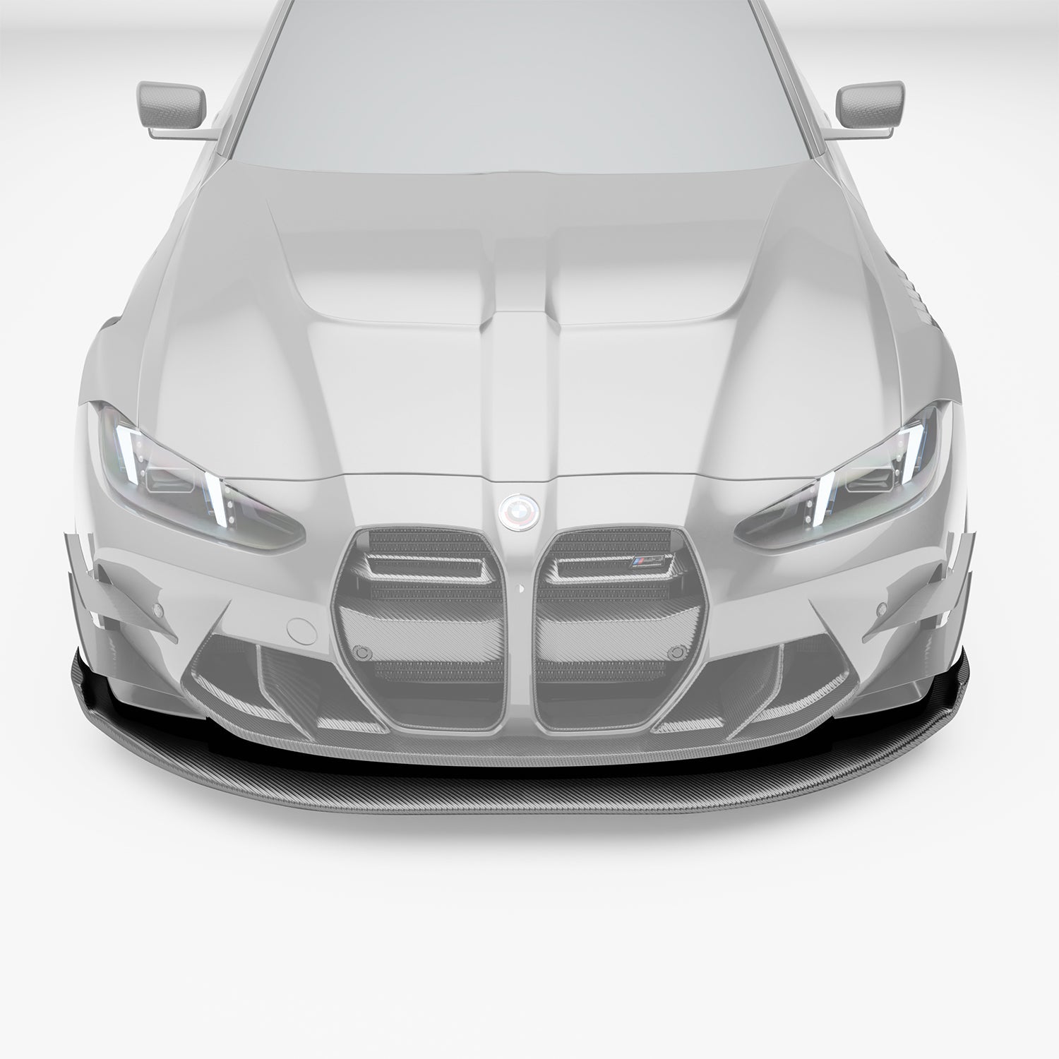 BMW M3 G80 carbon fiber splitter and air dam three-quarter view