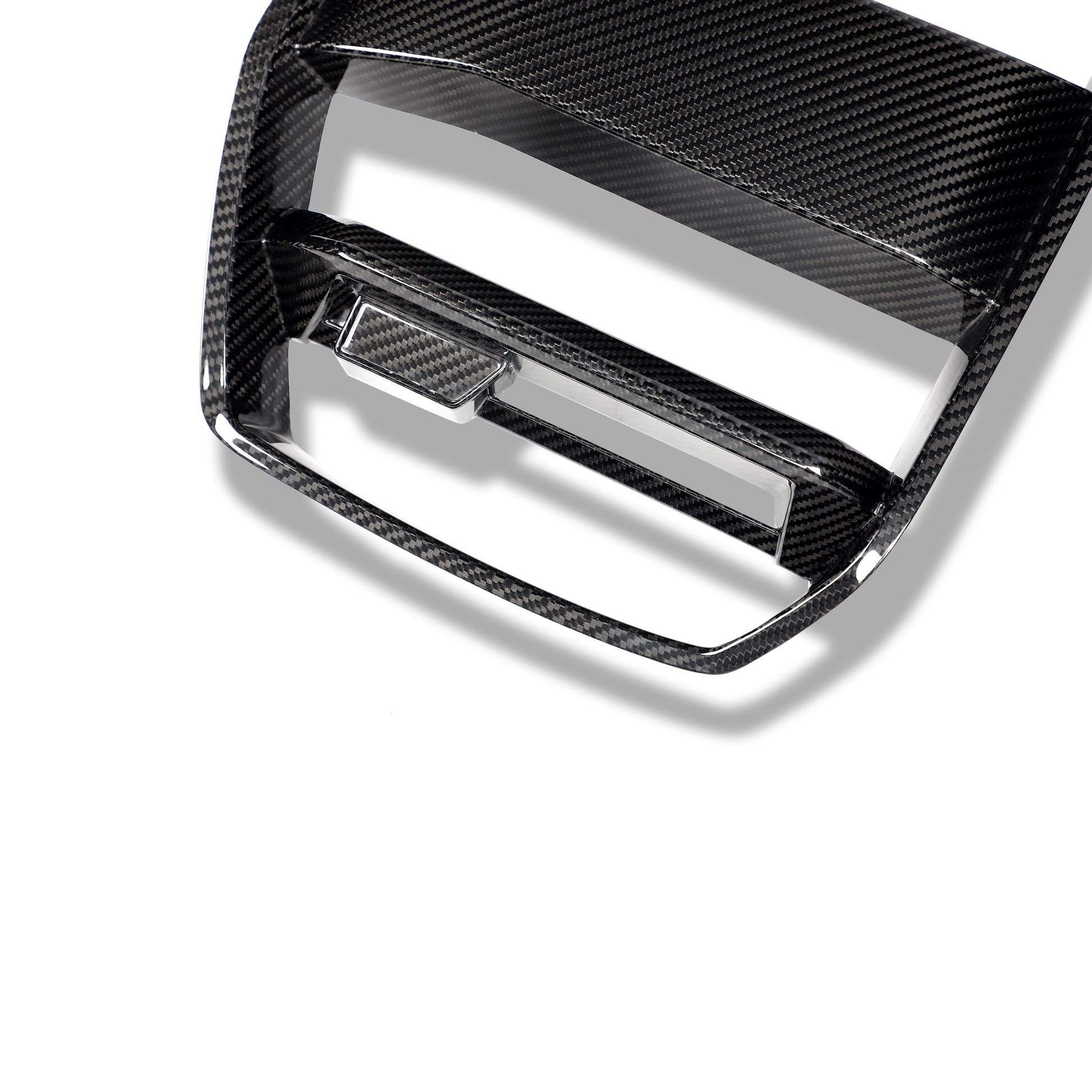 BMW M3 G80 carbon fiber front grille side angle showing depth