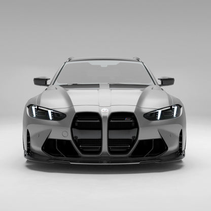 BMW M3 G81 carbon fiber front grille installed front trim view