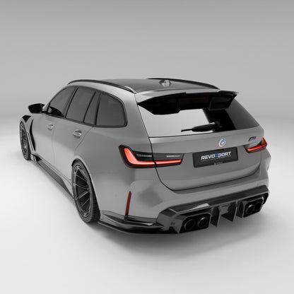 BMW M3 G81 Touring carbon fiber roof spoiler rear three quarter