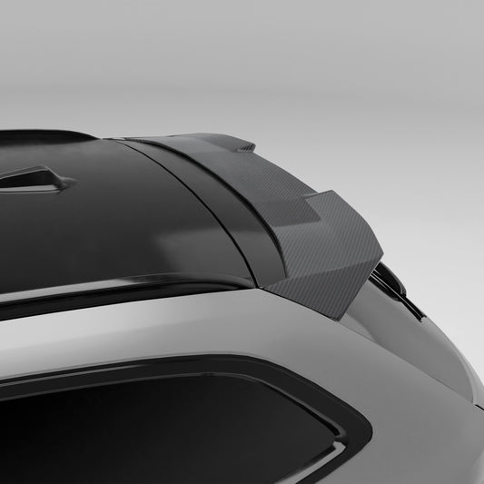 BMW M3 G81 Touring carbon fiber roof spoiler rear angle view