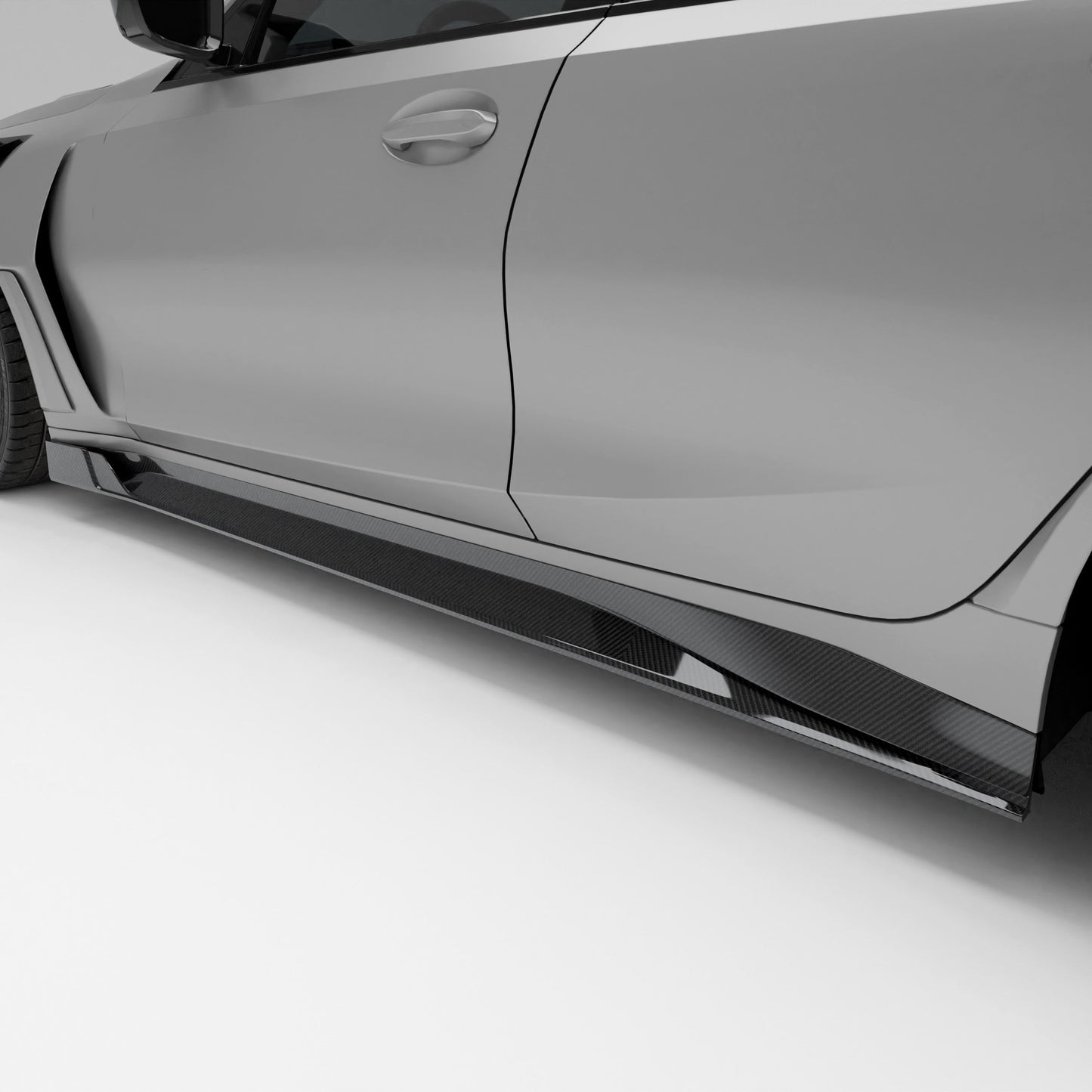 BMW M3 G81 carbon fiber side skirt full length profile view