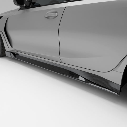 BMW M3 G81 carbon fiber side skirt full length profile view