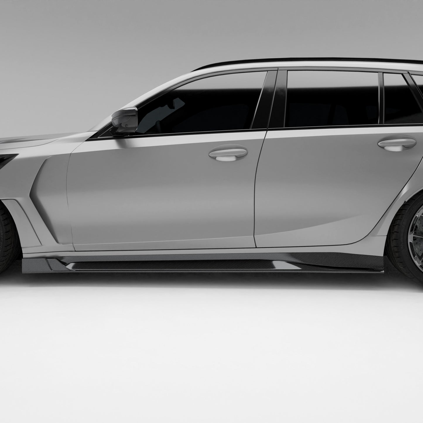 BMW M3 G81 carbon fiber side skirt pair presentation layout