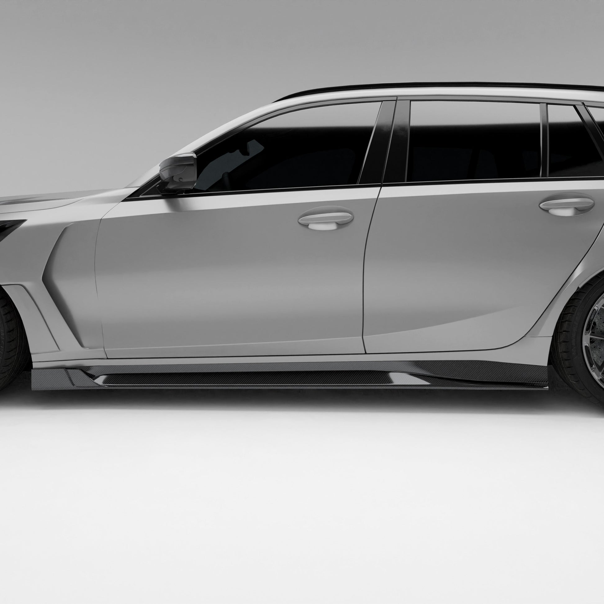 BMW M3 G81 carbon fiber side skirt pair presentation layout