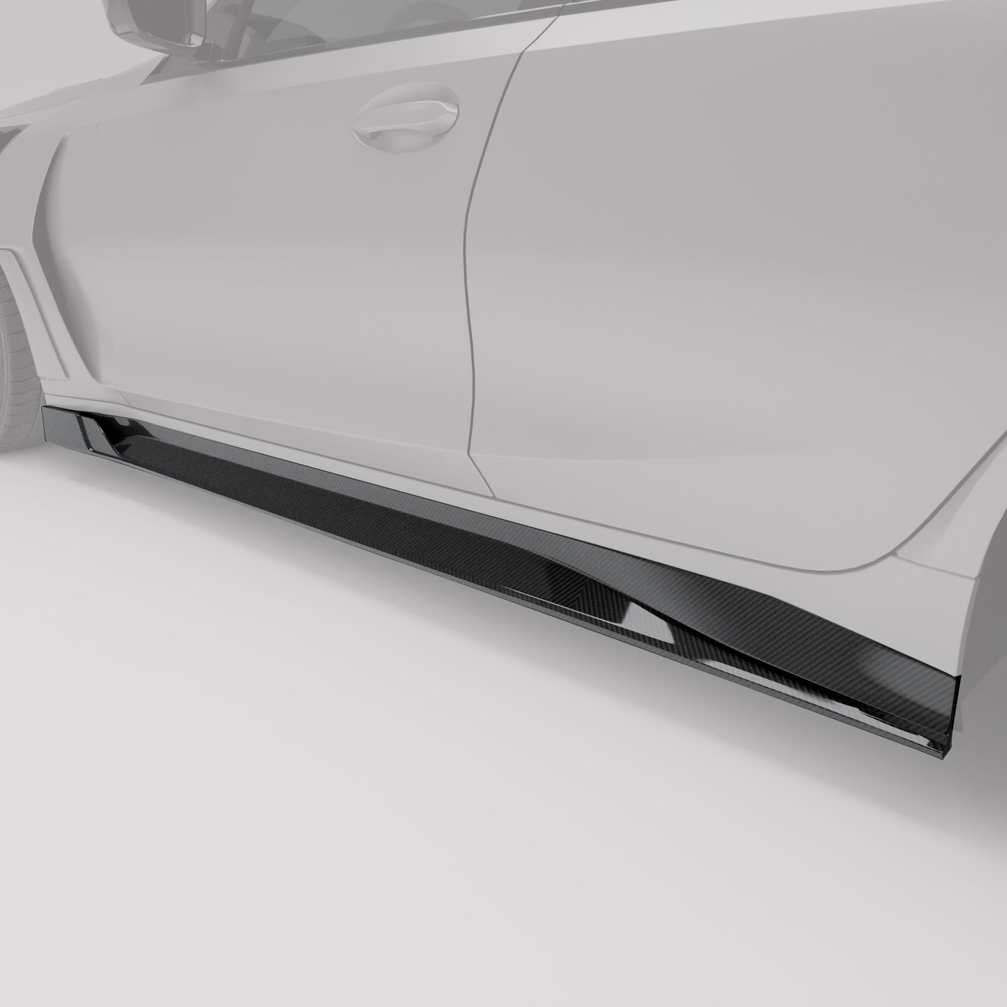 BMW M3 G81 carbon fiber side skirt mounted along the door sill