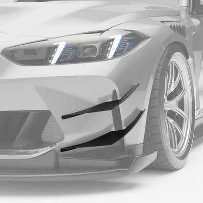 BMW M4 G82 carbon fiber front canards three-quarter view