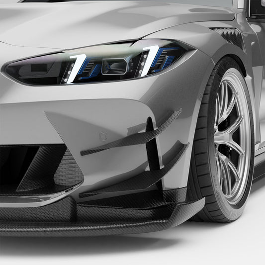 BMW M4 G82 carbon fiber front canards mounted on the bumper