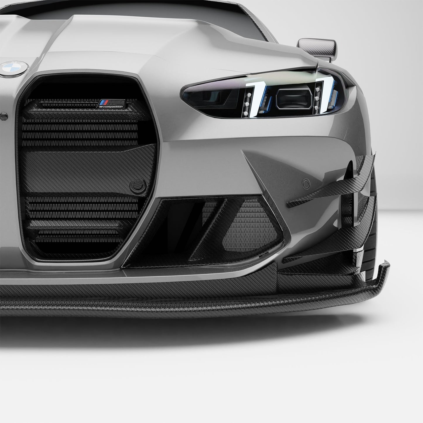 BMW M4 G82 carbon fiber front inlets, side profile detail view