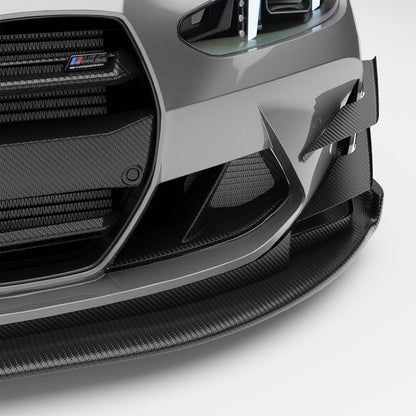 BMW M4 G82 carbon fiber bumper inlet duct, close detail of weave