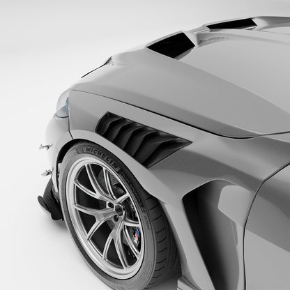 BMW M4 G82 carbon fiber front fender side view fitted to car