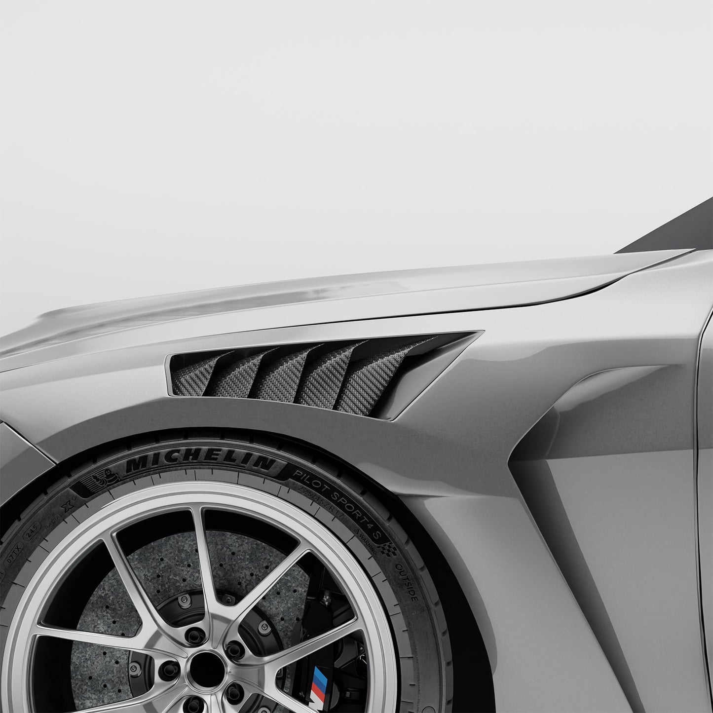 BMW M4 G82 carbon fiber front fender mounted front-on view
