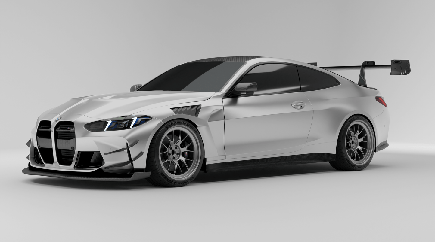 BMW M4 G82 carbon aero front grille rendered front-on view