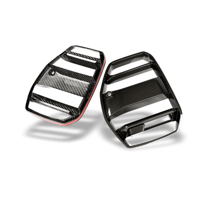 BMW M4 G82 carbon front grille, side-angle contour view