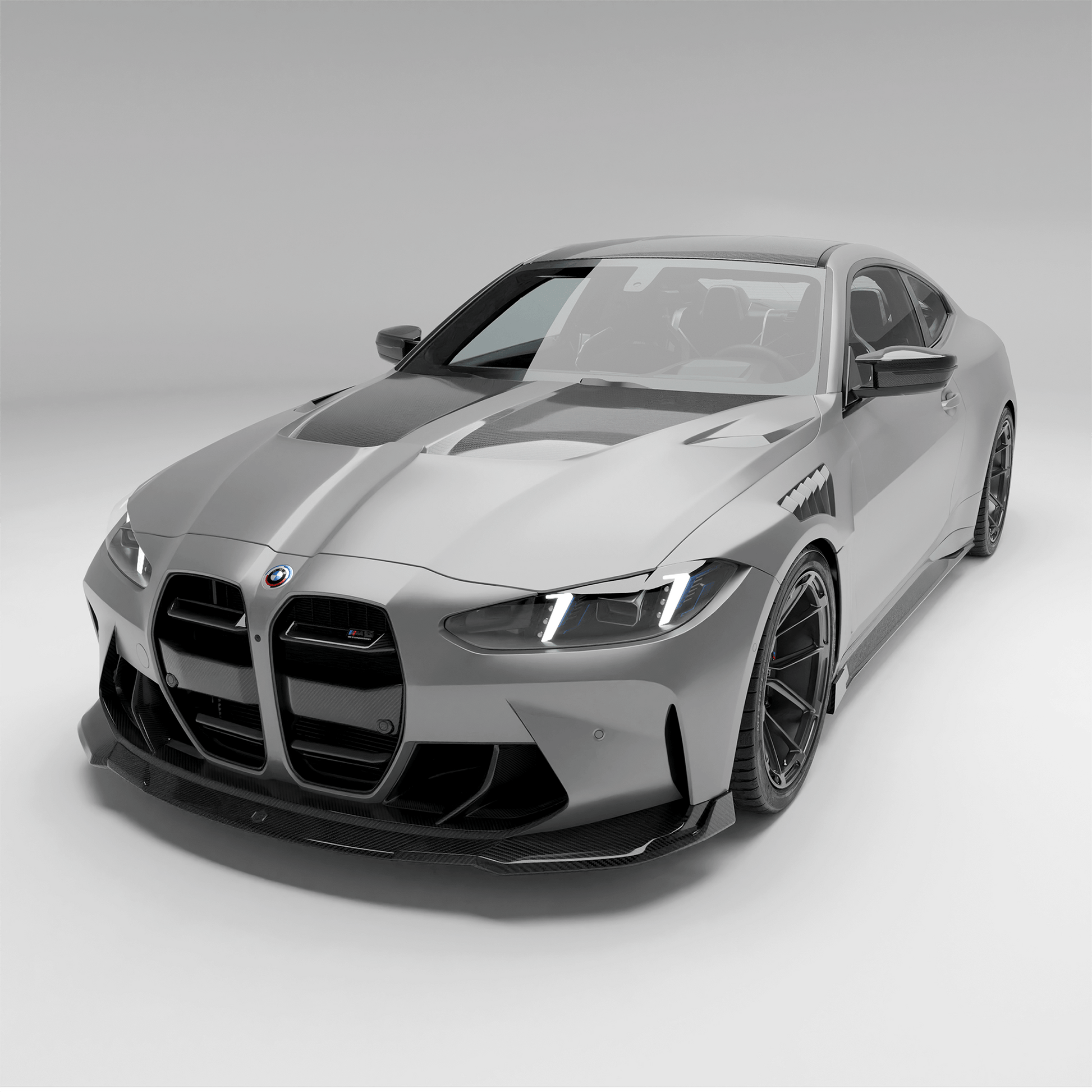 BMW M4 G82 carbon front lip, opposite angle on the bumper edge