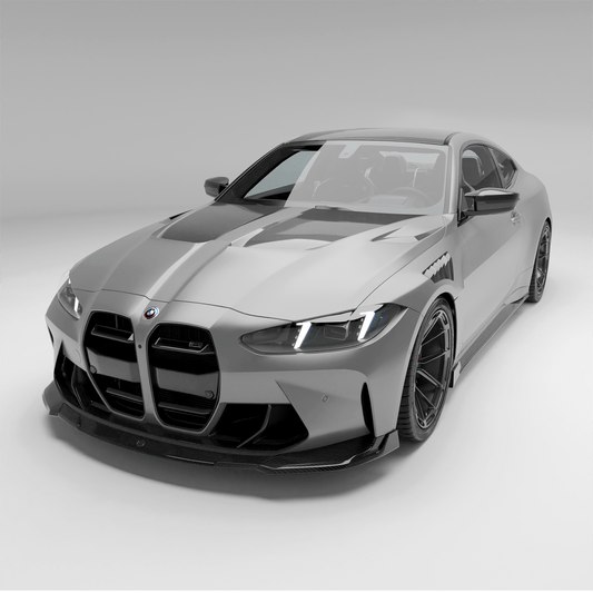 BMW M4 G82 carbon front lip, opposite angle on the bumper edge
