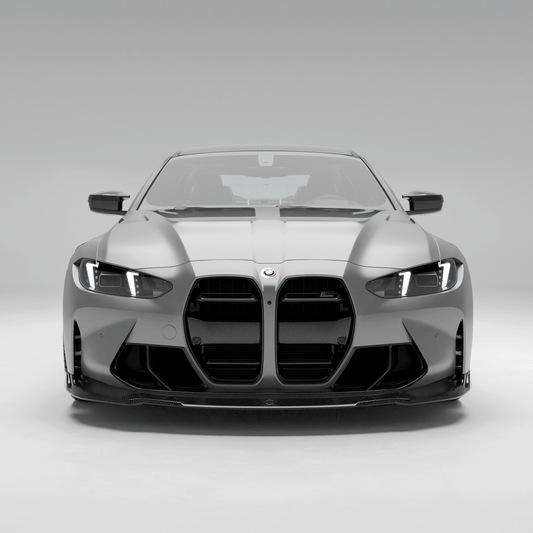 BMW M4 G82 carbon fiber front trim, front-facing studio view