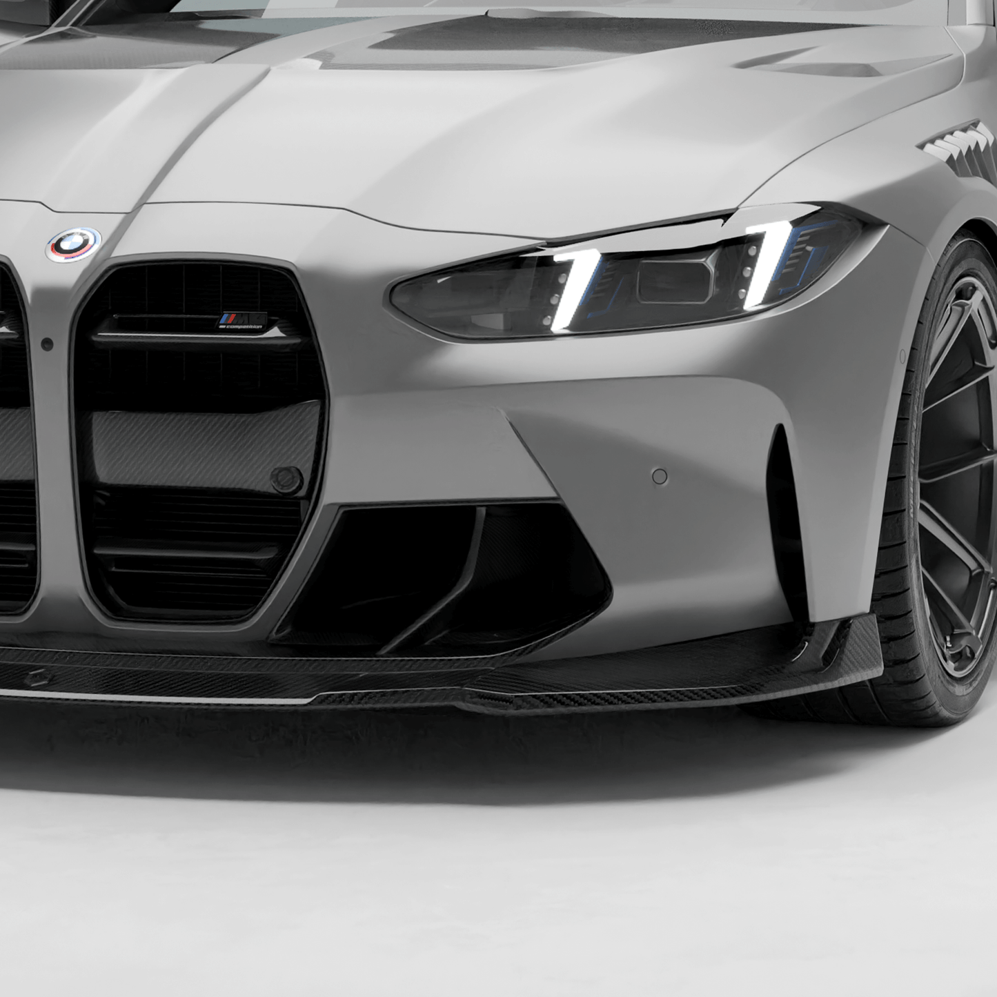 BMW M4 G82 carbon fiber front vents, front-facing studio view