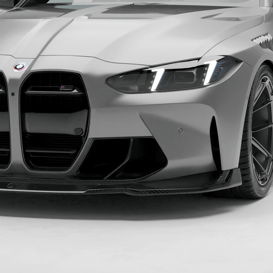 BMW M4 G82 carbon fiber front vents, front-facing studio view