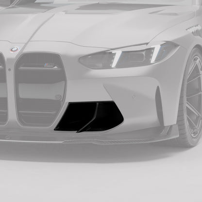 BMW M4 G82 carbon front vents, angled detail of the open duct